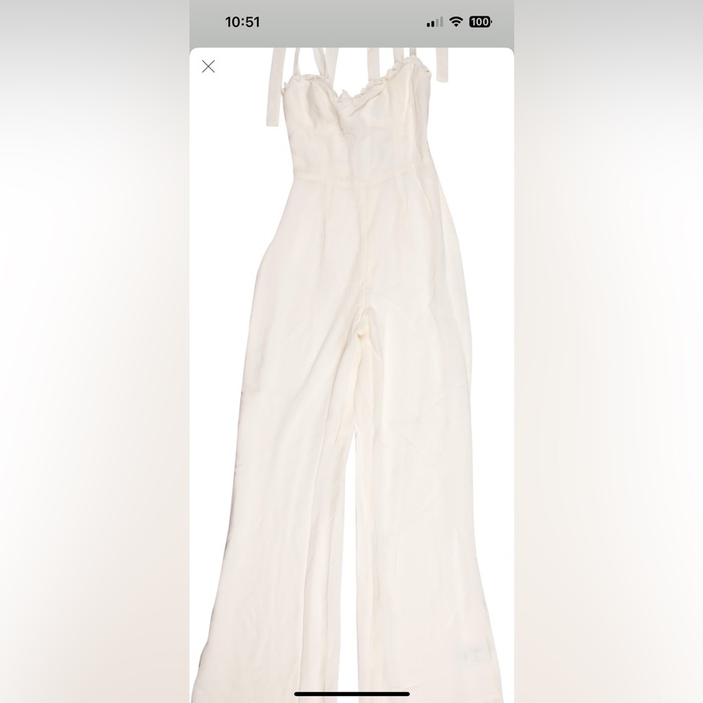 NWT Women’s Reformation Jumpsuit Pleated Ruffle Accents Off White Sz 0 Petite